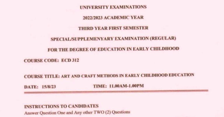 Bachelor of Education in Early Childhood Education Past Papers