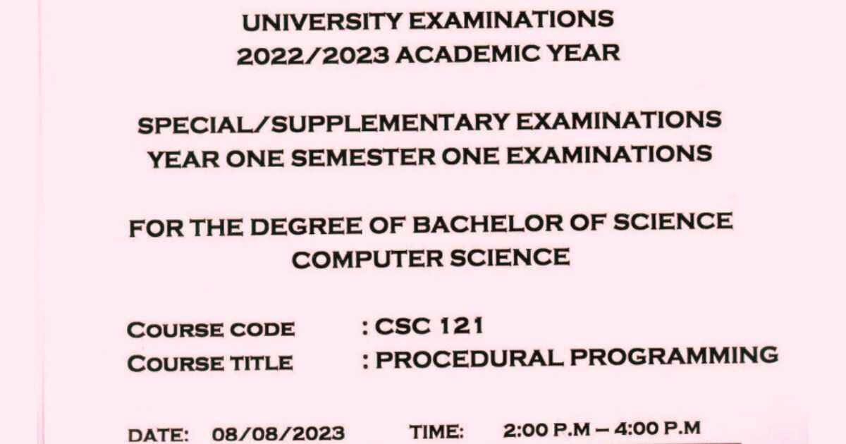 Bachelor of Science in Computer Science Past Papers