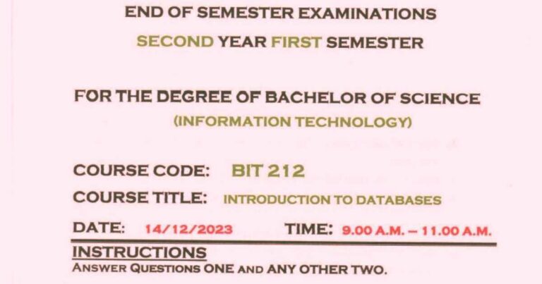 Bachelor of Science in Information Technology Past Papers