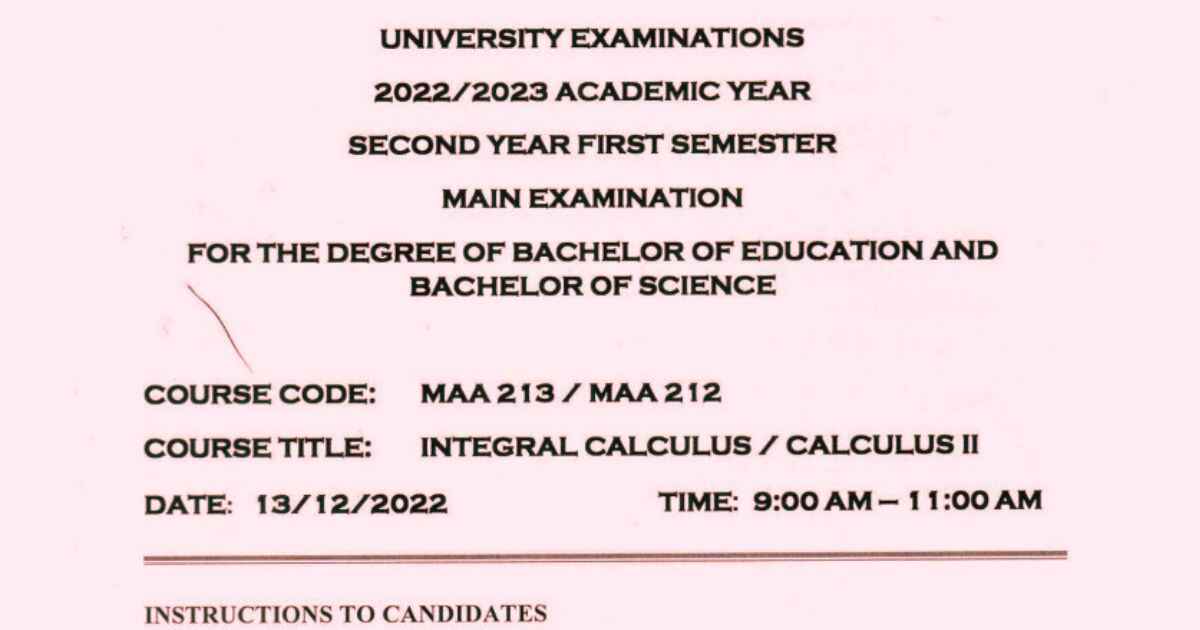 Bachelor of Science in Mathematics Past Papers