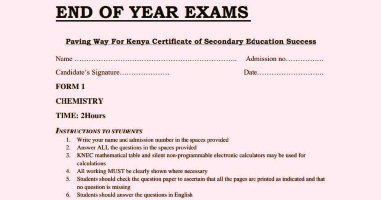 Free Revision Exams for Form 1-4